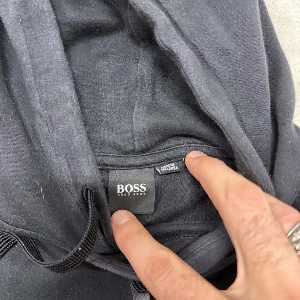 BOSS Hugo Boss Shirt Mens Small Black Fashion T Shirt Hood Cotton Pullover